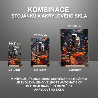Akrylové sklo astronaut obklopený květinami