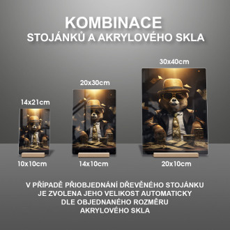 Akrylové sklo medvěd s cache