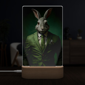 Lampa králík v zeleném obleku