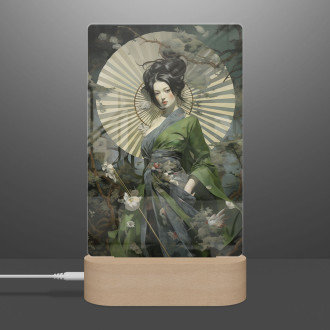Lampa geisha s vějířem