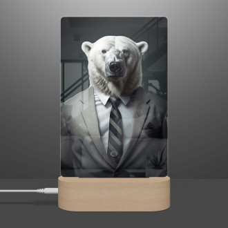 Lampa lední medvěd v obleku a kravatě