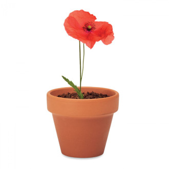 RED POPPY, Terakotový květináč - mák