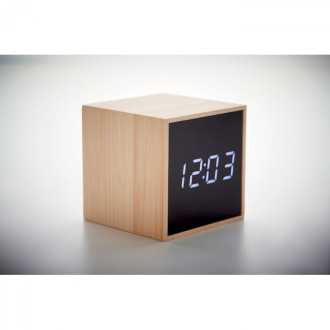 MARA CLOCK, Budík s LED v krytu z bambusu