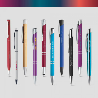 SIGNATURE WRITING SHOWCASE. Vzorník s 20 kovovými kličkovými pery