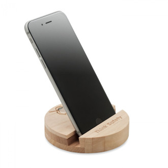 GROW ROUND STAND, Březový stojánek na telefon