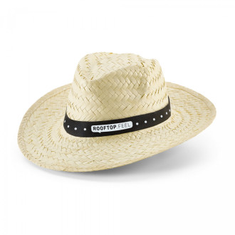 EDWARD POLI. Přírodní slaměný klobouk s polyesterovým páskem