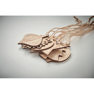 CHRISET, Sada dřevěných vánočních ozdob