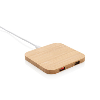 Bambusová bezdrátová nabíječka 5W s USB