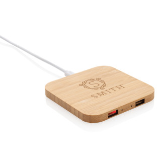 Bambusová bezdrátová nabíječka 5W s USB