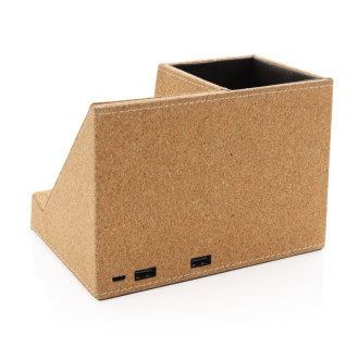 Korkový stojánek na pera s bezdrátovou nabíječkou 5W