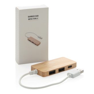 Bambusový USB hub s USB C