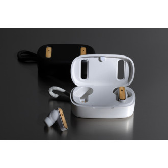 TWS sluchátka z RCS recykl. plastu a bambusu