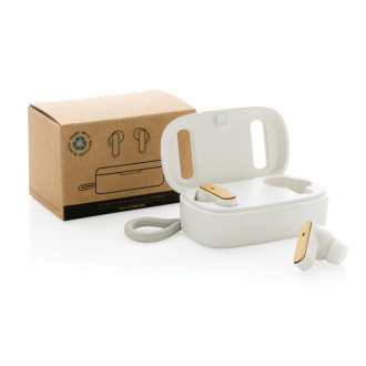 TWS sluchátka z RCS recykl. plastu a bambusu