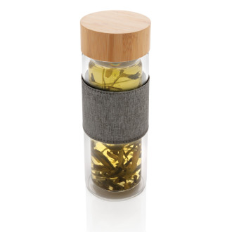 Dvoustěnná skleněná láhev s bambusovým uzávěrem Impact