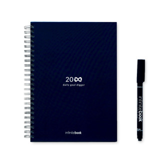 STARTER KIT INFINITE PLANNER A5. Sada obsahuje "nekonečný deník", čistící sadu, fix a držák na popisovače