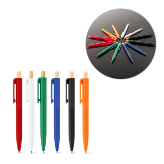 ZARA. Recyklované ABS (100% rABS) kuličkové pero s bambusovou tlačítko