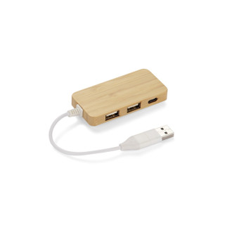 Bambusový rozbočovač USB HUB s vyměnitelnou zástrčkou - RIVO