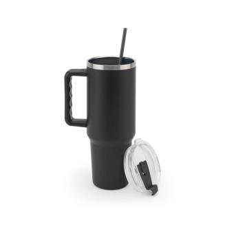 JOYNER XL. Velký cestovní hrnek z nerezové oceli (91 % recyklovaný) s vakuově izolovanou dvojitou stěnou a matným povrchem 1300 ml