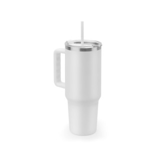 JOYNER XL. Velký cestovní hrnek z nerezové oceli (91 % recyklovaný) s vakuově izolovanou dvojitou stěnou a matným povrchem 1300 ml