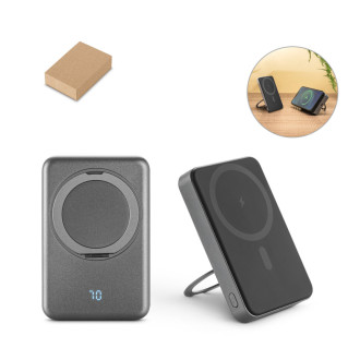 WARSHEL 10. Magnetická powerbanka 10 000 mAh s 15W superrychlou bezdrátovou nabíječkou z recyklovaného ABS (100% rABS) se stojánkem