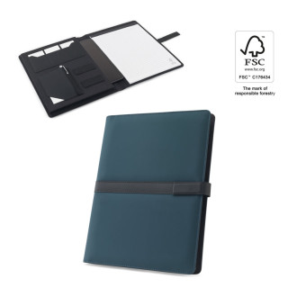 SANDERSON FOLDER. Složka A4 z PU (50 % recyklovaný) s magnetickým uzávěrem a poznámkovým blokem s linkovanými stránkami