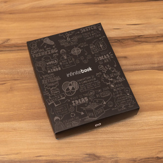 STARTER KIT INFINITEBOOK A5 PLANNER TEXTURE. Sada obsahující "InfiniteBook" s pevnou vazbou, 1 čistící sada, 1 fix a 1 držák na kuličkové pero