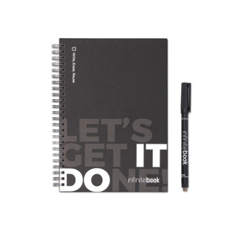 STARTER KIT INFINITEBOOK. Sada obsahující „Infinitebook“ s pevnou vazbou, 1 čisticí sadu, 1 záložku a 1 držák na kuličkové pero
