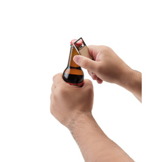 SYLVESTER. Obdélníkový kovový přívěšek na klíče s otvírákem na klíče