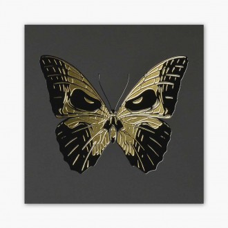 Motýl s Lebkou 3D Zlatý Obraz