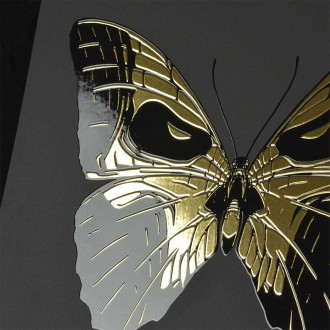 Motýl s Lebkou 3D Zlatý Obraz
