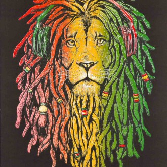 Rastafariánský lev 3D Obraz