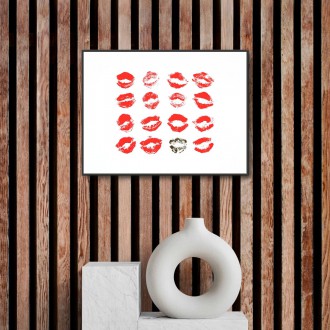 Červené Rty 3D Zlatý Plakát