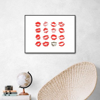 Červené Rty 3D Zlatý Plakát