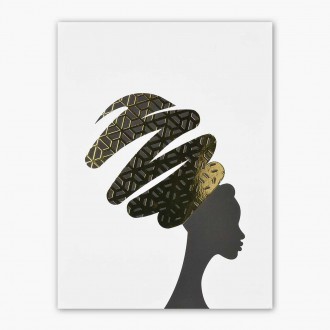 Africká Žena v turbanu 3D Zlatý Plakát