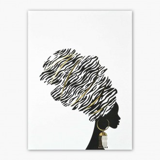Africká Žena v tradičním turbanu 3D Zlatý Plakát