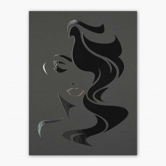 Žena s Dlouhými Vlasy 3D Zlatý Plakát