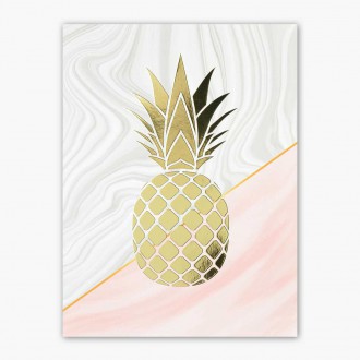 Ananas s Listy 3D Zlatý Plakát