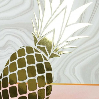 Ananas s Listy 3D Zlatý Plakát