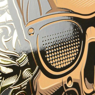 Barber lebka s růžemi 3D Zlatý Plakát