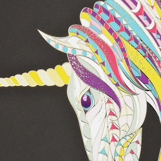 Jednorožec 3D Zlatý Plakát