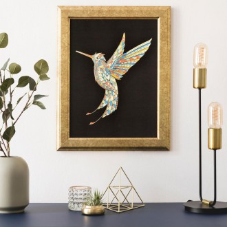 Létající Kolibřík 3D Zlatý Plakát