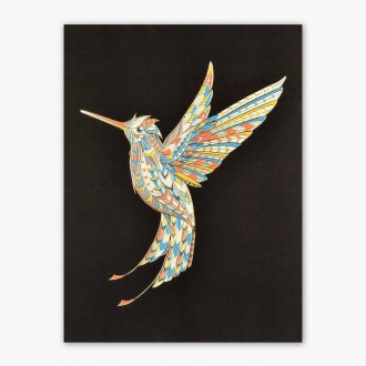 Létající Kolibřík 3D Zlatý Plakát