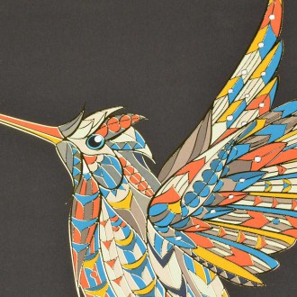 Létající Kolibřík 3D Zlatý Plakát