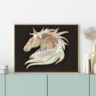 Koňská hlava 02 3D Zlatý Plakát