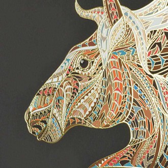 Koňská hlava 02 3D Zlatý Plakát