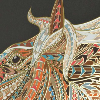 Koňská hlava 02 3D Zlatý Plakát