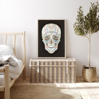 Vzorovaná lidská lebka 3D Zlatý Plakát