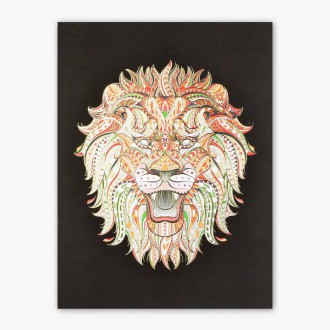Vzorovaná Hlava Lva 3D Zlatý Plakát