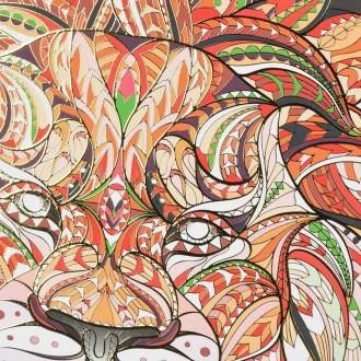 Vzorovaná Hlava Lva 3D Zlatý Plakát