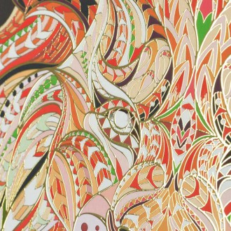 Vzorovaná Hlava Lva 3D Zlatý Plakát